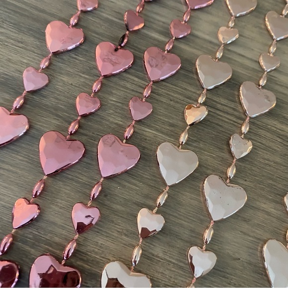 9 Strands Miniature Valentine’s  Day Garland, Fuchsia, Pink & Silver Each 33” - Picture 3 of 7